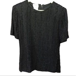 Stenay Small Sequin Top Shirt Blouse Evening Cocktail Vintage Shoulder Pads